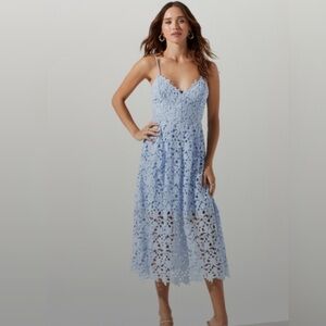 Astr Light Blue Lace Midi Dress